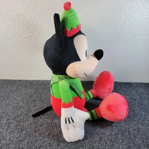 NWT Disney Mickey Mouse Elf Christmas Plush 19" Holiday Just Play Suspenders - Picture 5 of 10